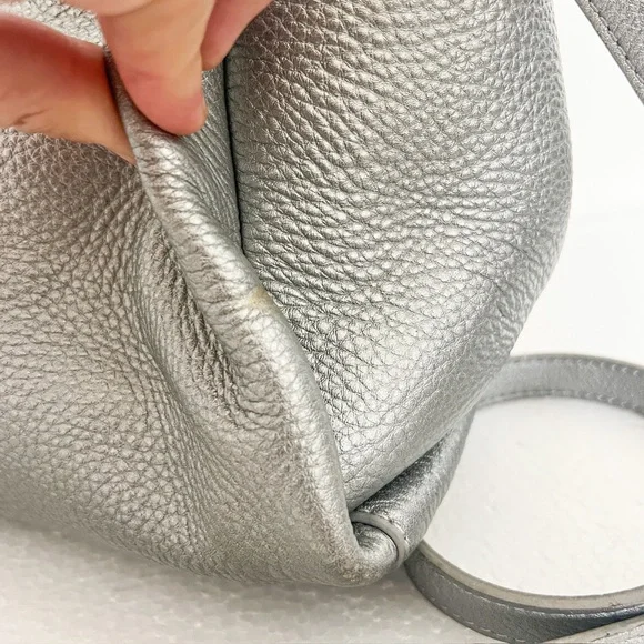 Celine Dion silver pebbled leather “Adagio” purse satchel cross body strap - Picture 16 of 16